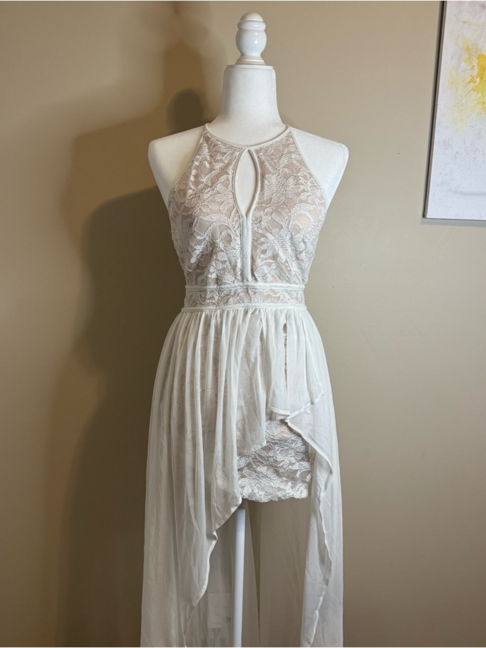 Morgan & Co. Elegant White Satin Floral Dress